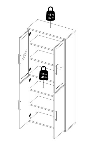 
TVILUM Prima vitrineskab - hvidt træ, 2 glaslåger
