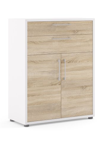 TVILUM Prima Bürokommode - weißes Holz, mit 2 Türen und 2 Schubladen 