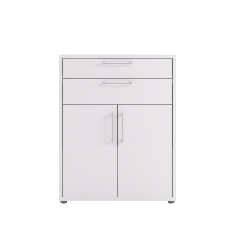 TVILUM Prima Bürokommode - weißes Holz, mit 2 Türen und 2 Schubladen 