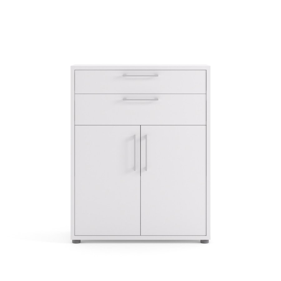 TVILUM Prima Bürokommode - weißes Holz, mit 2 Türen und 2 Schubladen 