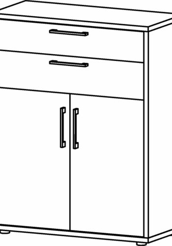 TVILUM Prima Bücherregal, m. 2 Türen und 2 Schubladen - weiß/eichenfarbene Folie