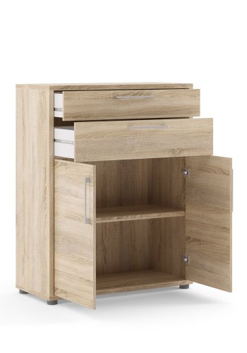 TVILUM Prima Bürokommode - Eichenstruktur, mit 2 Türen und 2 Schubladen 