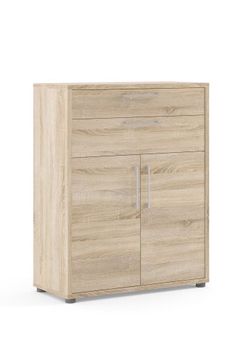 TVILUM Prima Bürokommode - Eichenstruktur, mit 2 Türen und 2 Schubladen 