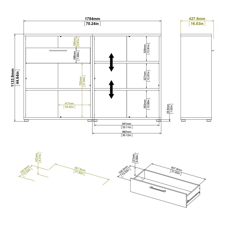 
TVILUM prima reol - hvid træ, med hylder, skuffer og låger
