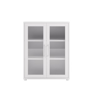 TVILUM Prima kontorreol - hvit/klart glass, m. 2 drer 