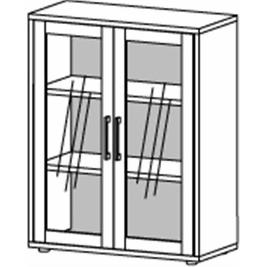 TVILUM Prima Bücherregal, m. 2 Glastüren - weiß/eichenfarbene Folie