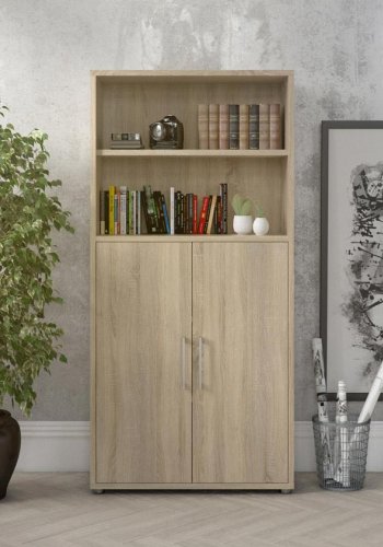 TVILUM Prima kontorbokhylle - eikestruktur, m. 2 drer 