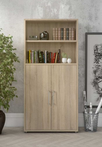 TVILUM Prima kontorbokhylle - eikestruktur, m. 2 drer 