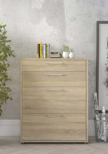 TVILUM Prima Bürokommode - Eichenstruktur, mit 4 Schubladen 