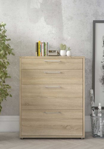 TVILUM Prima Bürokommode - Eichenstruktur, mit 4 Schubladen 