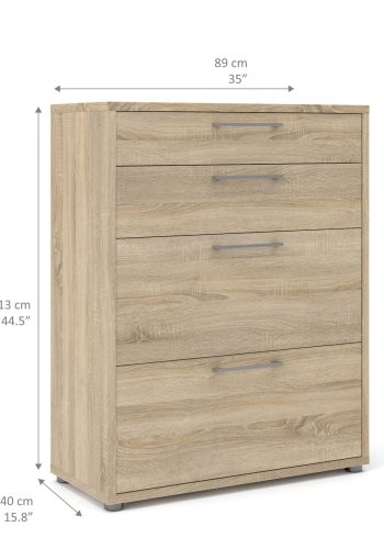 TVILUM Prima Bürokommode - Eichenstruktur, mit 4 Schubladen 