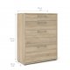 TVILUM Prima Bürokommode - Eichenstruktur, mit 4 Schubladen 