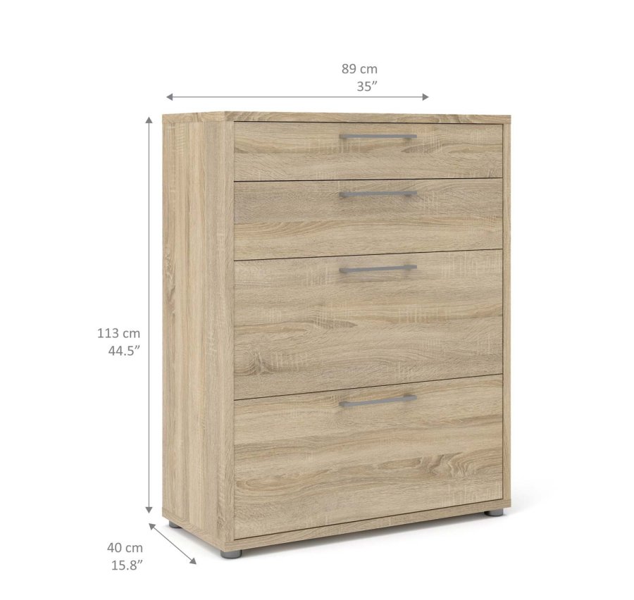 TVILUM Prima Bürokommode - Eichenstruktur, mit 4 Schubladen 