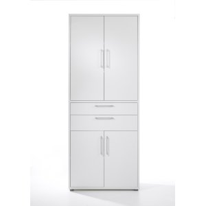 TVILUM Prima reol - hvit laminat, 4 drer og 2 skuffer