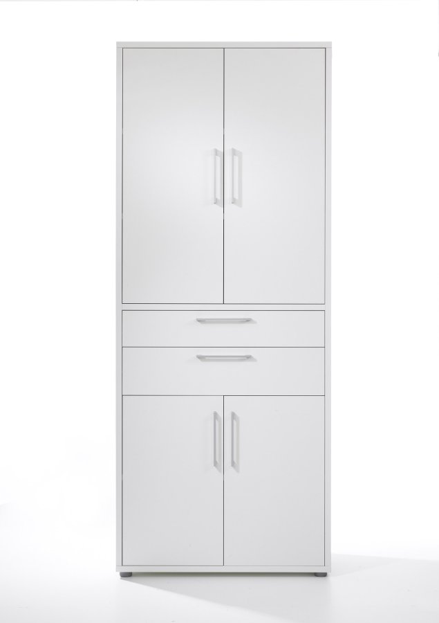 TVILUM Prima reol - hvid tr, m. 4 lger og 2 skuffer