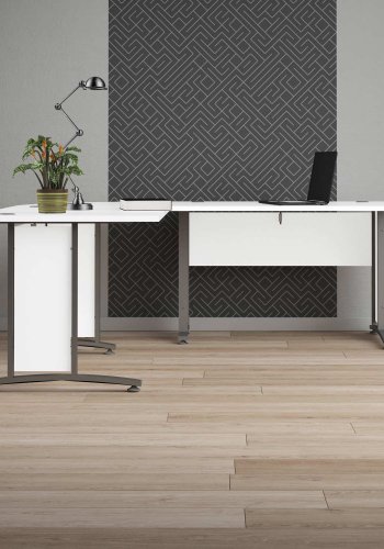 
TVILUM Prima hjørneskrivebord - hvidt træ og stålstel
