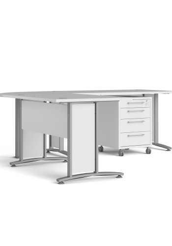 
TVILUM Prima skrivebord - rektangulært, hvidt træ og stålstel, med skuffer
