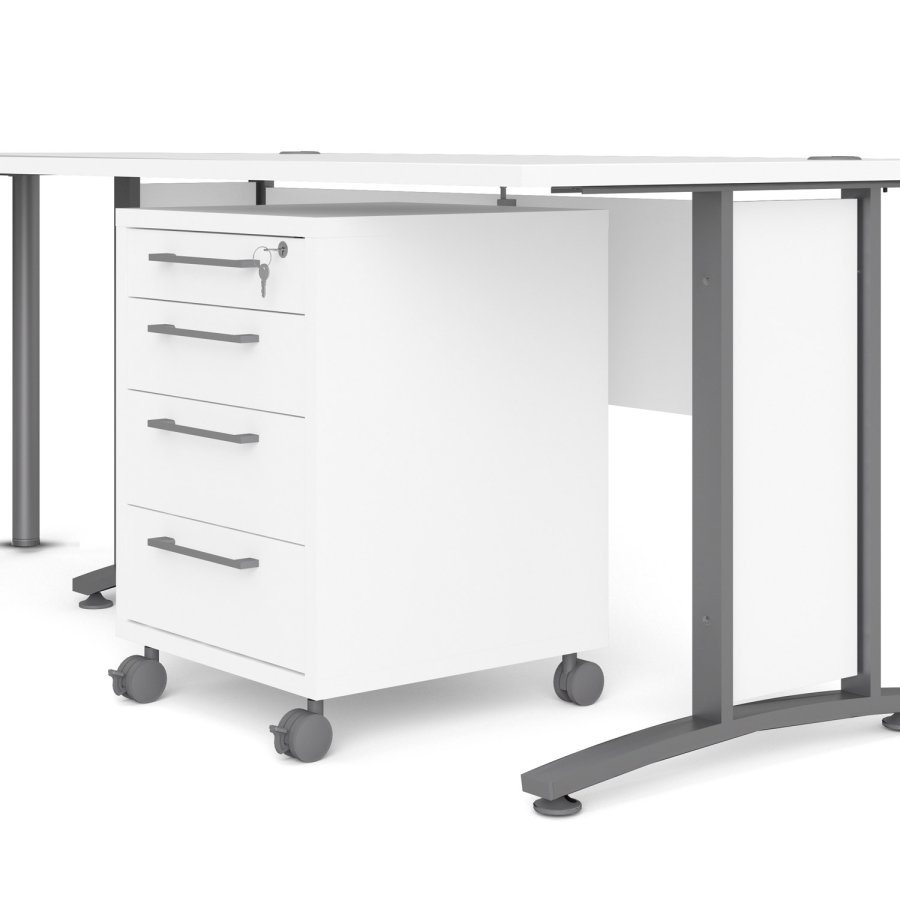 TVILUM Prima skuffesektion - hvid tr, m. hjul, 4 skuffer