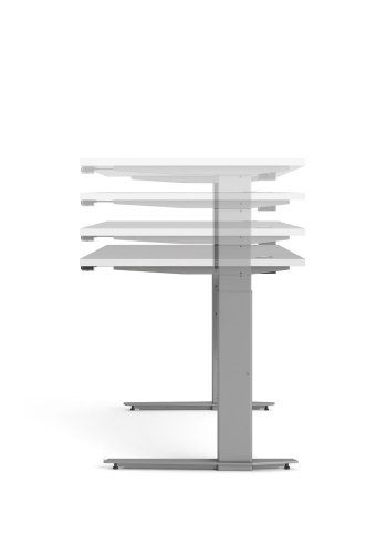 TVILUM Prima höhenverstellbarer Tisch - weiß/silbergrauer Stahl  (150x80)