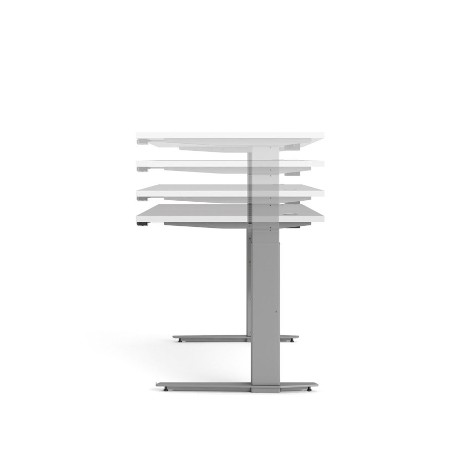 TVILUM Prima höhenverstellbarer Tisch - weiß/silbergrauer Stahl  (150x80)