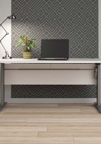 TVILUM Prima höhenverstellbarer Tisch - weiß/silbergrauer Stahl  (150x80)