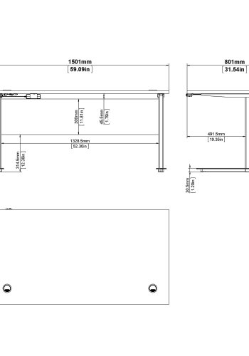 TVILUM Prima höhenverstellbarer Tisch - weiß/silbergrauer Stahl  (150x80)