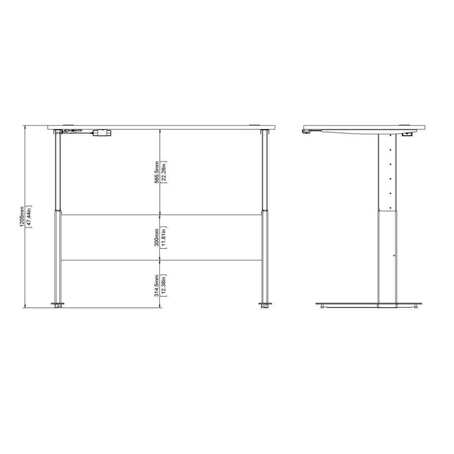 TVILUM Prima höhenverstellbarer Tisch - weiß/silbergrauer Stahl  (150x80)
