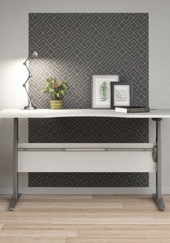 TVILUM Prima höhenverstellbarer Tisch - weißer und silbergrauer Stahl, rechteckig (180x90)