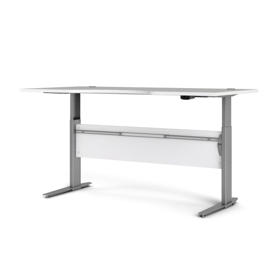 TVILUM Prima höhenverstellbarer Tisch - weißer und silbergrauer Stahl, rechteckig (180x90)