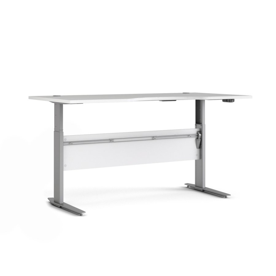 TVILUM Prima höhenverstellbarer Tisch - weißer und silbergrauer Stahl, rechteckig (180x90)