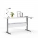 TVILUM Prima höhenverstellbarer Tisch - weißer und silbergrauer Stahl, rechteckig (180x90)
