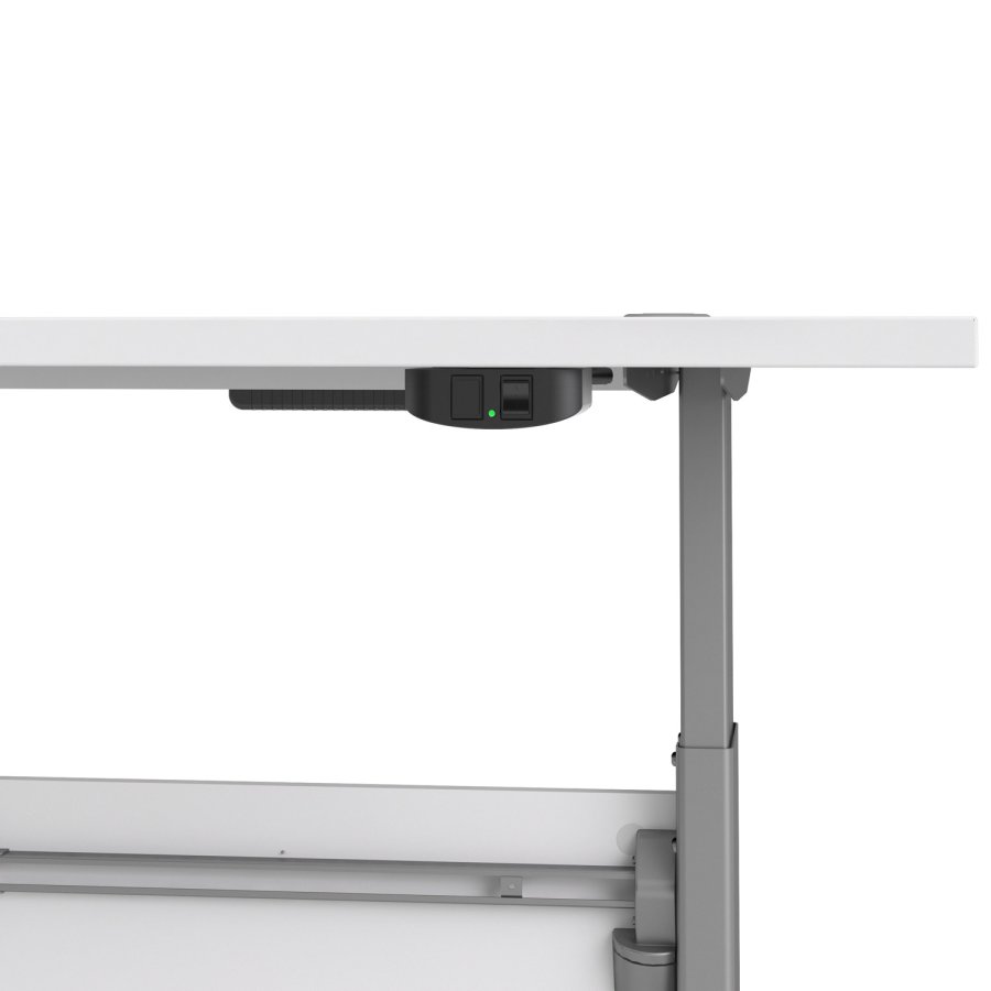 TVILUM Prima höhenverstellbarer Tisch - weißer und silbergrauer Stahl, rechteckig (180x90)