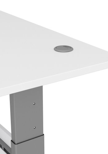 TVILUM Prima höhenverstellbarer Tisch - weißer und silbergrauer Stahl, rechteckig (180x90)