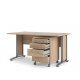 TVILUM Prima Schreibtisch, mit Schubladenelement mit 4 Schubladen - Eichenstruktur, Stahlrahmen (150x80)