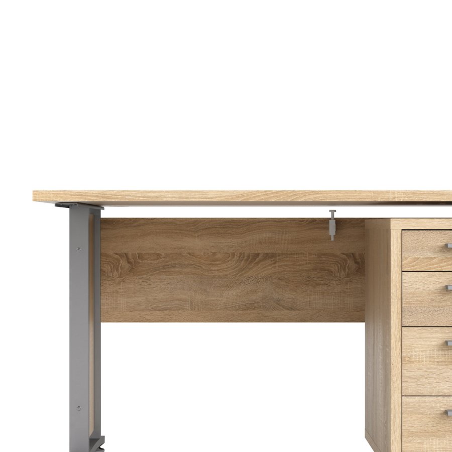 TVILUM Prima Schreibtisch, mit Schubladenelement mit 4 Schubladen - Eichenstruktur, Stahlrahmen (150x80)
