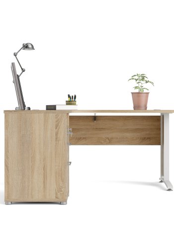 TVILUM Prima hjrneskrivebord - egetrsstruktur, m. 3 skuffer 