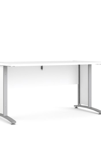 TVILUM Prima Schreibtisch - weißes Holz und silbergrauer Stahl (150x80)