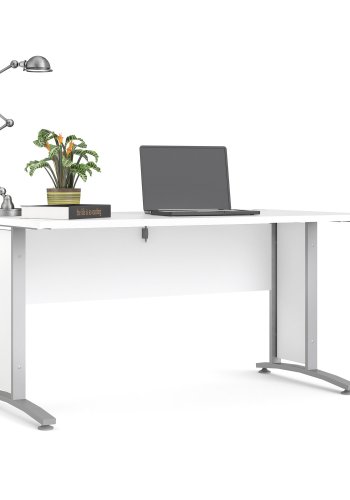 TVILUM Prima Schreibtisch - weißes Holz und silbergrauer Stahl (150x80)