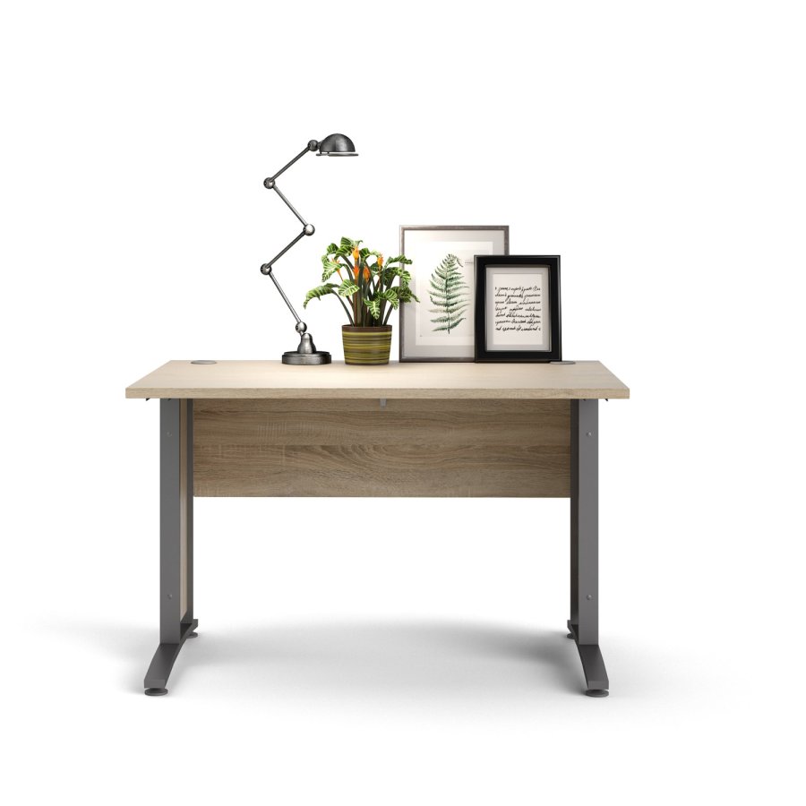 TVILUM Prima Schreibtisch - Eichenstruktur und silbergrauer Stahl (150x80)