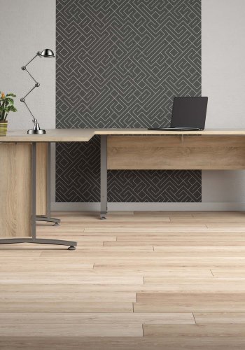 TVILUM Prima Schreibtisch - Eichenstruktur, Stahlrahmen