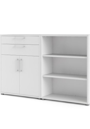 
TVILUM prima reol - hvid træ, med hylder, skuffer og låger
