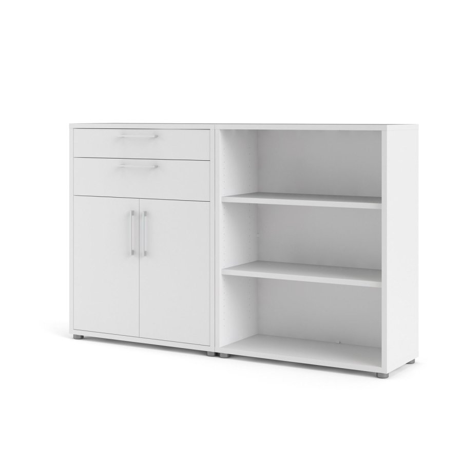 
TVILUM prima reol - hvid træ, med hylder, skuffer og låger
