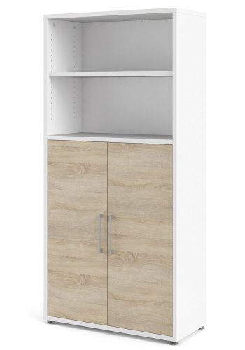 TVILUM Prima Büroregal mit 4 Regalen und 2 Türen - Weiß