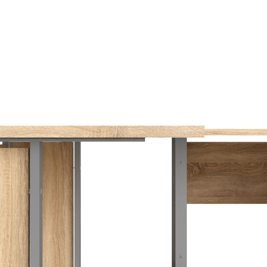 
TVILUM Prima hjørneskrivebord - natur melaminbelagt træ, stålstel, 4 skuffer
