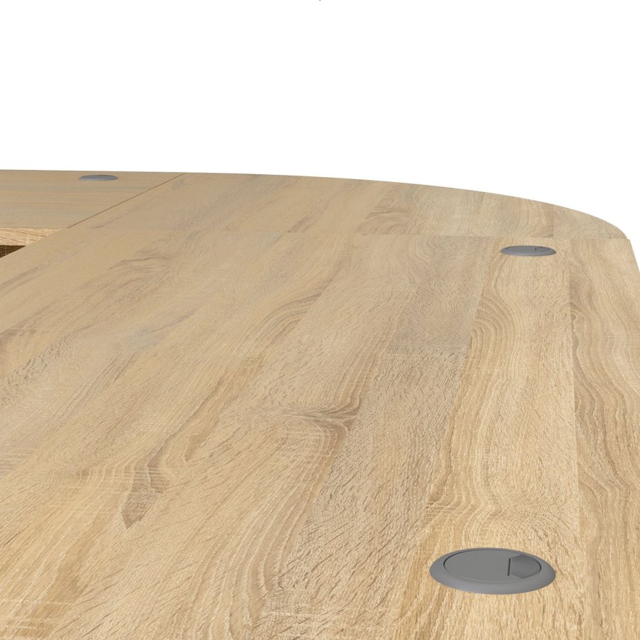 
TVILUM Prima hjørneskrivebord - natur melaminbelagt træ, stålstel, 4 skuffer
