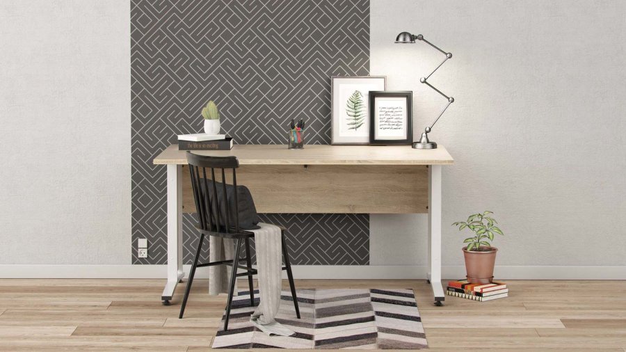 TVILUM Prima Schreibtisch - Eichenfurnier natur und weiß (150x80)