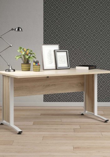 TVILUM Prima Schreibtisch - Eichenfurnier natur und weiß (150x80)