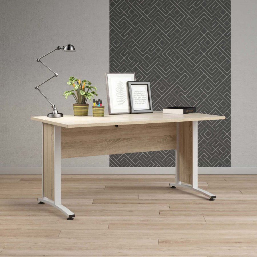 TVILUM Prima Schreibtisch - Eichenfurnier natur und weiß (150x80)