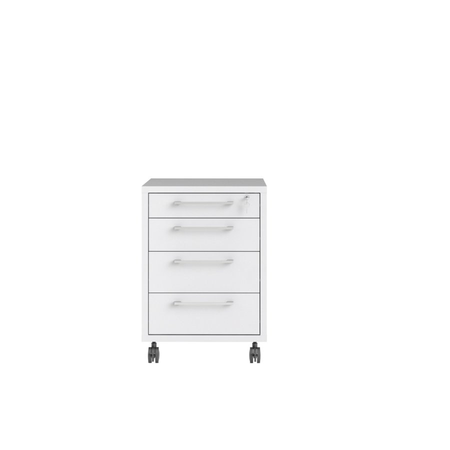 TVILUM Prima skuffesektion - hvid tr, m. hjul, 4 skuffer