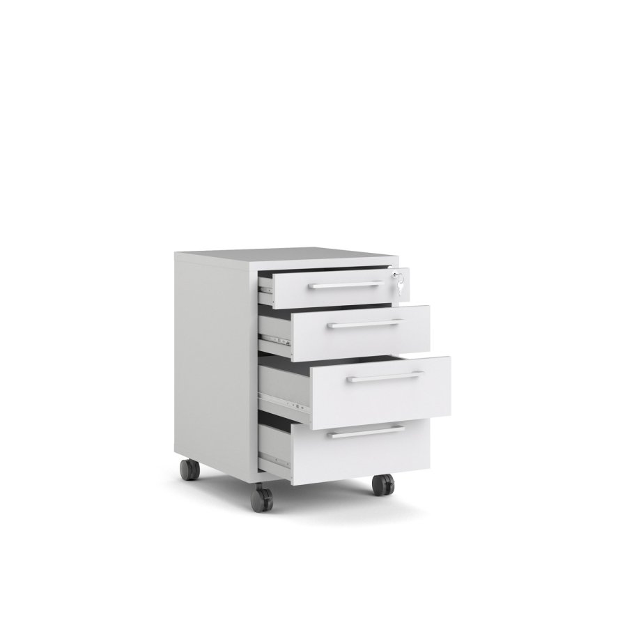 TVILUM Prima skuffesektion - hvid tr, m. hjul, 4 skuffer